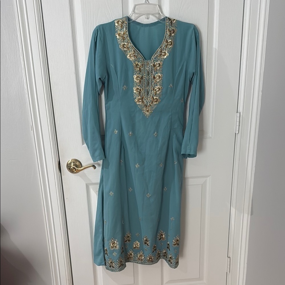 Elegant Teal Embroidered Dress Indian kurti salwar